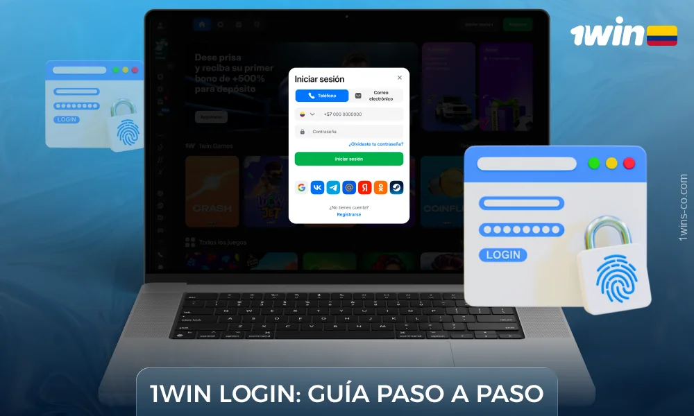 Para iniciar sesión en 1Win Colombia, abra el formulario de inicio de sesión, introduzca sus datos o utilice una red social para iniciar sesión